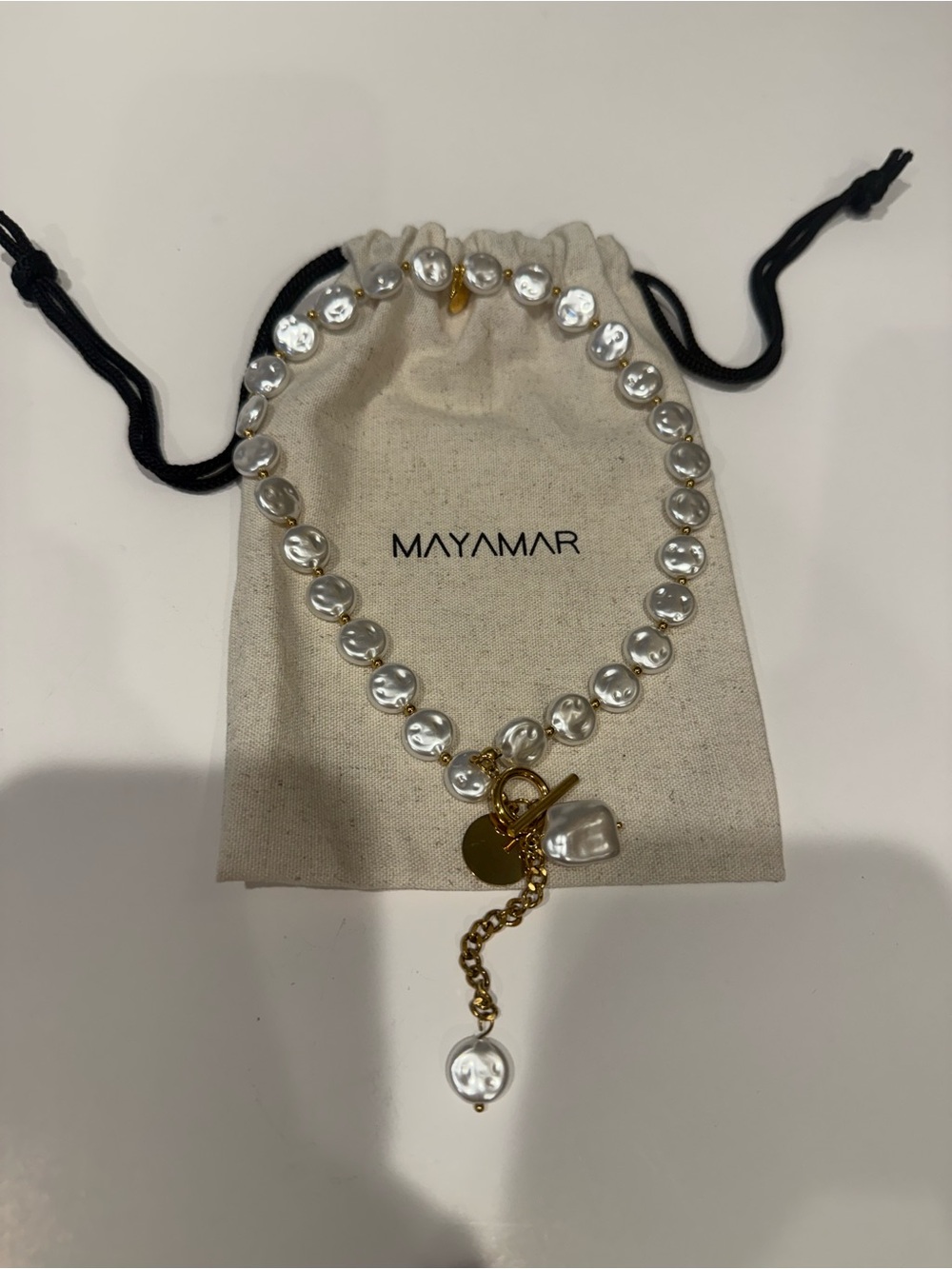 NEW Mayamar Coin Pearl Charm Toggle Statement Layered Boho Necklace Coastal - Picture 5 of 6